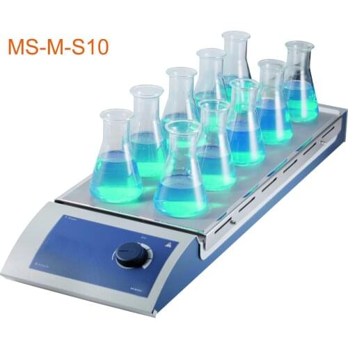 MS-M-S10 10-Channel Classic Magnetic Stirrer, stainless steel plate with silicone film