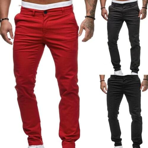 Mens Pants 2021 Travel Office Men\s Casual Solid Color Straight Pants Long Trousers