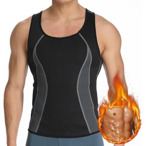 Men Sweat Vest Neoprene Sauna Waist Trainer Vest Body Shaper Compression Shirt Slimming Workout Striped design Tank Top