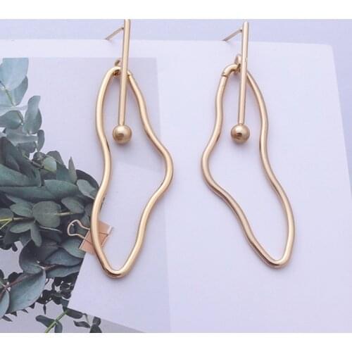 Irregular Water Drop Earrings for Women Hollow Geometric Gold Color Metal Earrings Female Unique Wedding Party Jewelry