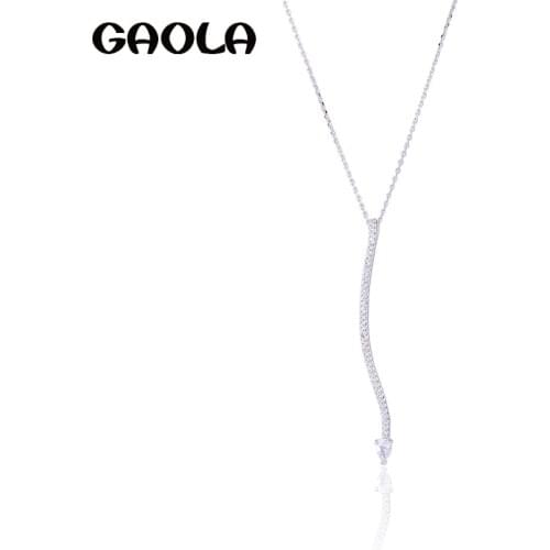 GAOLA New Design Cubic Zirconia Long Fish Pendant Necklace For Women Girl Gift jewelry GLD0964