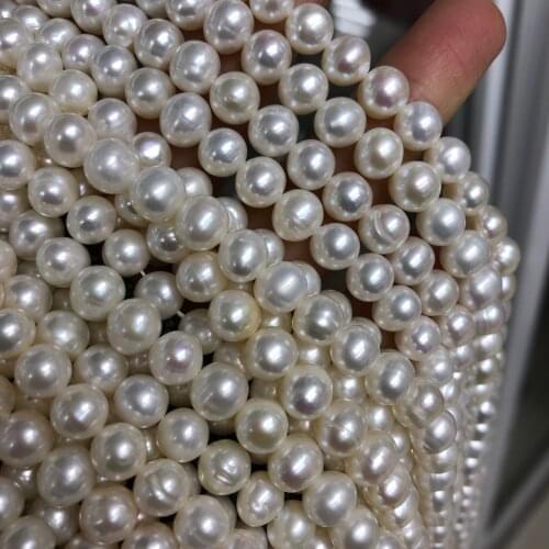 7-8mm Size White Orange Purple Color Fresh Water Pearl Necklace Real Freshwater Pearl Strand String 38cm Long