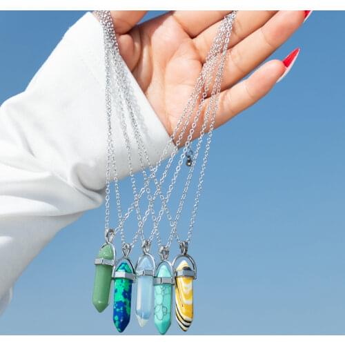 Tocona Bohemian Natural Stone Pendant Necklace for Women Men Charms Black Rope Adjustable Jewelry Accessories Collar 2526