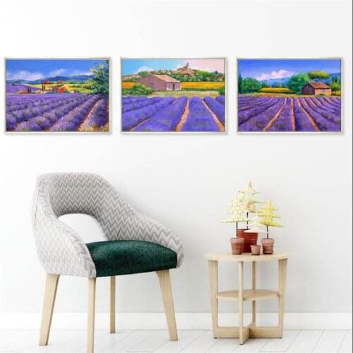 Lavender Flower Poster Landscape Canvas Painting Scandinavian Home Decor Wall Art Prints Living Room Decoration Scenery Picture