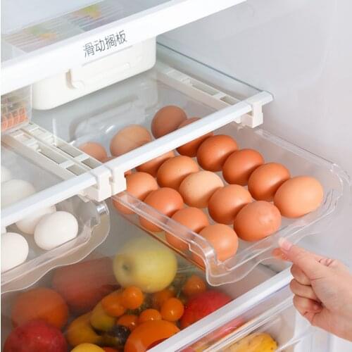 Storage Box Eggs In Drawer-type Refrigerator Hanging Transparent Fresh-keeping Box with Automatic Roll-out Kitchen Organizer