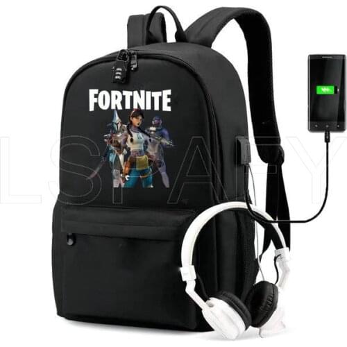Game Fortnite Backpack Boys Girls Book Bags Beautiful Schoolbags USB Charging Knapsack Men Women Laptop Rucksack