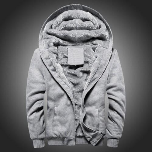 Grey Hooded Sweatshirts for Men Mens Oversized Hoodies Male Korean Sportswear Casual Male Thick Fluffy Winter Coat 3xl 4xl 5xl