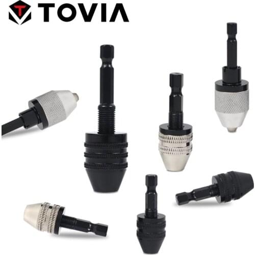 TOVIA 0.3-6.5mm Keyless Drill Chuck 1/4" Hex Shank Drill Bits Adapter for Electric Screwdriver