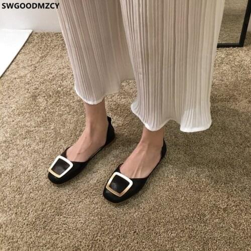 Leather Casual Shoes Slip on Shoes for Women Woman Flats Loafers Women Square Toe Barefoot Shoes Women Korean Fashion Chaussures