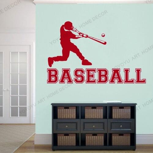 Baseball Wall Decal Sports Vinyl Stickers Baseball Player Gym Wall Decal For Teens Kids Boys Room College Wallpaper Mural WZ22