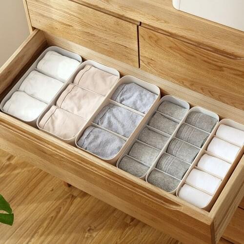 Underwear Storage Box Five Grids Plastic Underpants Sock Drawer Storage Box Multifunction Dorm Room Simple Finishing Tools
