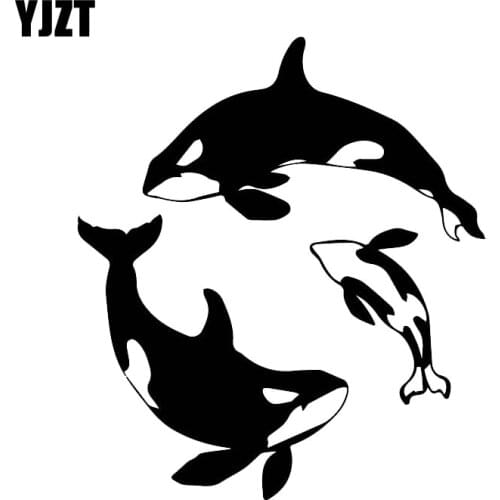 YJZT 17CM*15.2CM（One Group）Funny Home Decor Killer Whale One Decal Car Body Sticker Black/Silver C30-0206