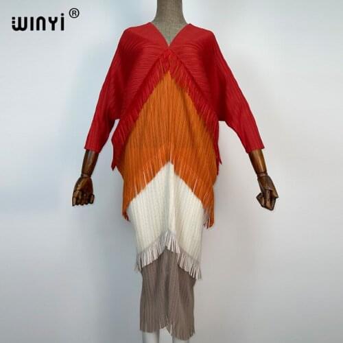 Plissado mulher vestido hit cor v colarinho batwing manga longa solta bezerro vestidos de comprimento longo estilo casual 2021