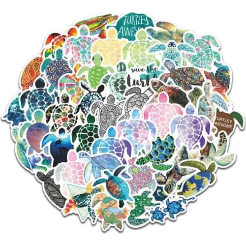 10/30/50PCS Cartoon Color Cute Turtle Graffiti Sticker Scooter Suitcase Waterproof Guitar Decoration Sticker Toy Wholesale