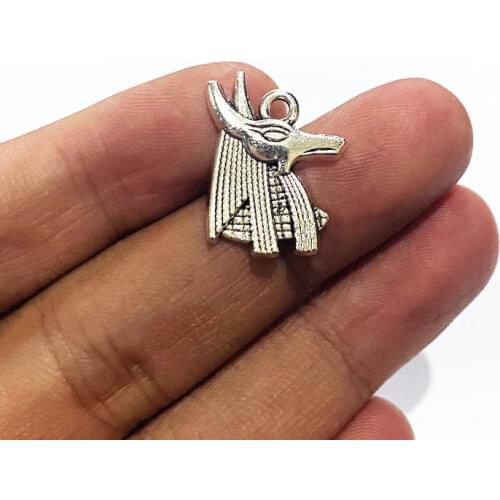 10pcs 21x16mm Vintage Head of Anubis Charms Egyptian Horse Head Charms Antique Pendant Handmade Craft Jewelry
