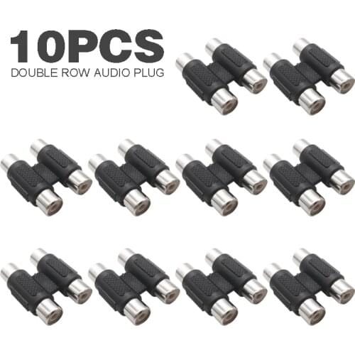 10pcs/lot Video Adapter Double 2 RCA AV Female to Female Coupler Plug Audio Adapter Connector