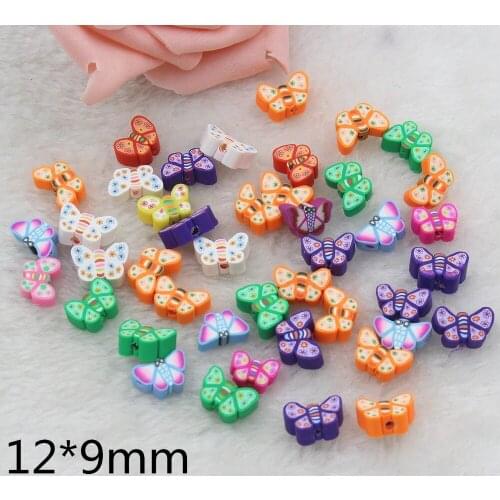 100pcs/lot DIY resin cabochons accessories polymer clay butterfly beads with hole