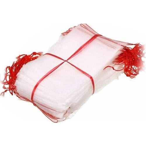 100 Pcs Fruit Protection Net Bag 15 x 25 Garden Plant Fruit Protect Drawstring Net Bags Anti-Bird Mesh Grape Bags