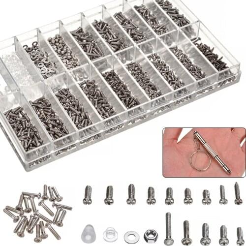 1000 pcs/box Stainless Steel Screws With Screwdriver for Watch Clock Eye Glasses Cell Phone Repair Tools Screws Kits
