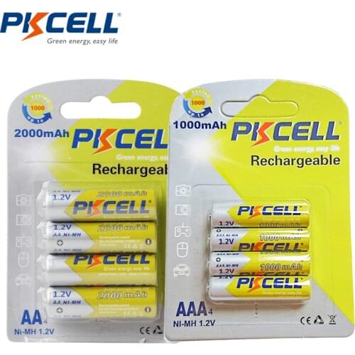 4Pcs/Card AA Battery 1.2V Ni-MH 2A 2000mAh AA Rechargeable Batteries+4Pcs/Pack AAA Batteries 1000mAh AAA Rechargeable Battery