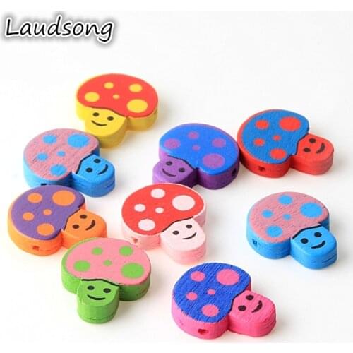 50Pcs Natural Wooden Beads 18x22mm Mushroom Wood Spacer Beads For Jewelry Making DIY Childrens Necklace Findings wholesale