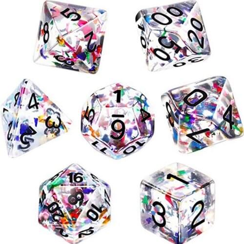 7 pcs/set Transparent Colored Bar Polyhedral Dice Digital Dice Set