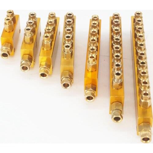 Aluminum 2/3/4/5/6/7/8/10 Way Adjust Lube Oil Piston Distributor Value Manifold Block 6mm Inlet 4mm Outlet for Lubrication