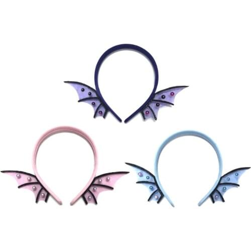 Halloween Elf Cosplay Headband Batwings Fins Ears Shiny Pearl Fairy Hair Hoop