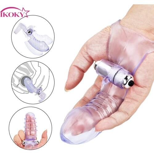 IKOKY Finger Sleeve Vibrator Lesbian Couple Toys Chastity G Spot Climax Clitoris Stimulator Sex Toys For Women Adult Products