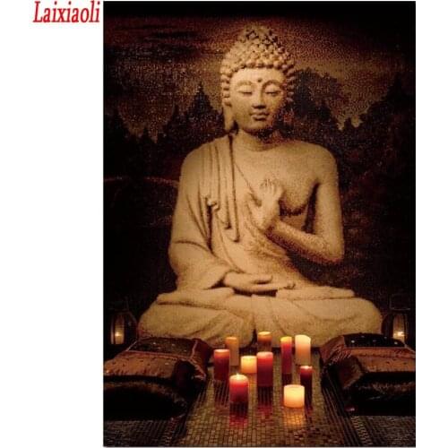 Full Square Drill 5D DIY Diamond Painting "buddha zen" candle scenery rhinestone Embroidery painting Cross Stitch Mosaic Decor