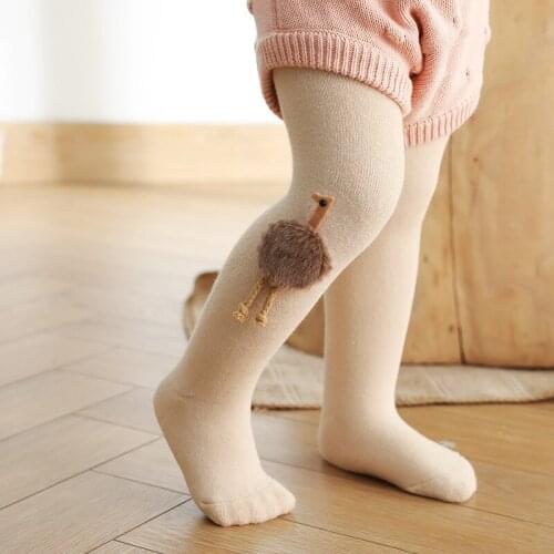 Cartoon ostrich design kids tights for girls stocking thick plus velvet children pantyhose winter warm toddler girls legging Chr