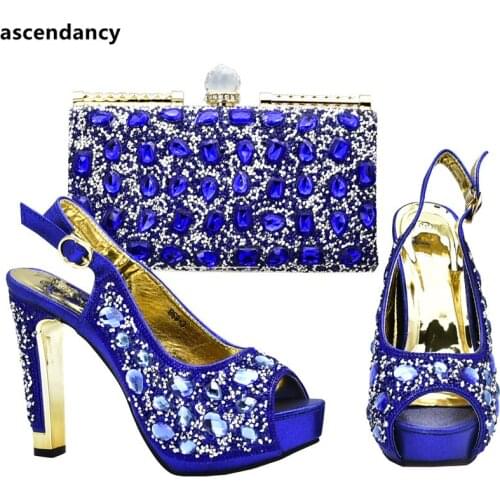 Italian Shoes and Bags To Match Shoes with Bag Sets Decorated with Rhinestone Nigerian Shoes and Matching Bags Nigerian Shoes