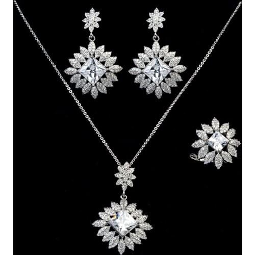 Jewelry Sets HADIYANA Vintage Gorgeous Charming Necklace Earrings And Ring Set 3 pcs Women Wedding Get Engaged CN1737 Bisuteria