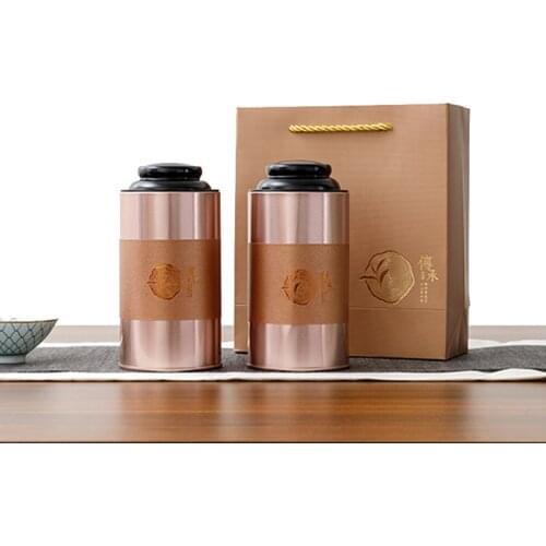 Xin Jia Yi Packaging Small Size Round Storage Tin Box Cookie Coffee Beans Tea Food Tin Can Metal With Handles Gift Paper Bag