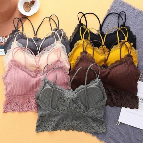 Lace Back Women Tank Crop Top Seamless Underwear Female Sleeveless Top Sexy Lingerie Crop Tops Removable Padded Camisole