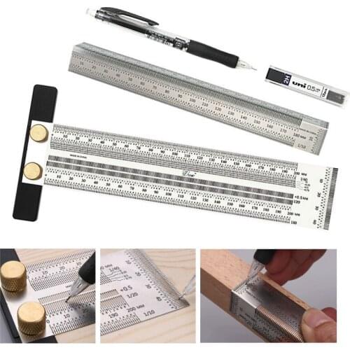 180-400mm Woodworking Scribe T-type Ruler Hole Scribing Ruler Crossed-out Tool Line Drawing Marking Gauge DIY Measuring Tool