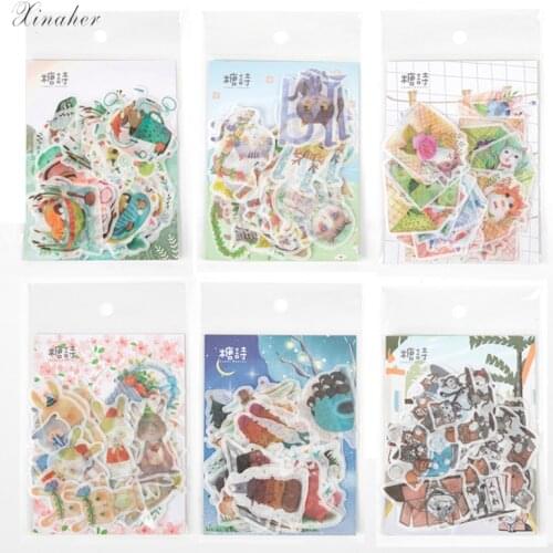 XINAHER 40pcs/Bag Vintage Summer forest animal plant paper sticker package DIY diary decoration sticker album scrapbooking