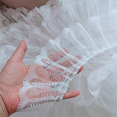 5yards Pleated Lace Trim DIY Sewing Splicing Material Clothing Collar Applique Doll Dress Wedding Cake Skirt Lace Accessories