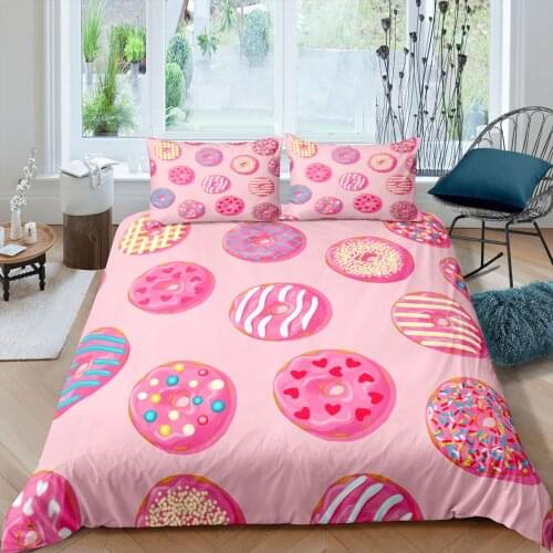 Home textiles Luxury 3d Bedding Set Donuts Print Duvet Cover Set 2/3 Pcs with Pillowcase AU/EU/UK/US Queen and King Size