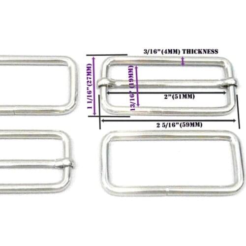 20 Silver 2 Inch (51mm) Iron Strap Adjusters / Buckles / Sliders