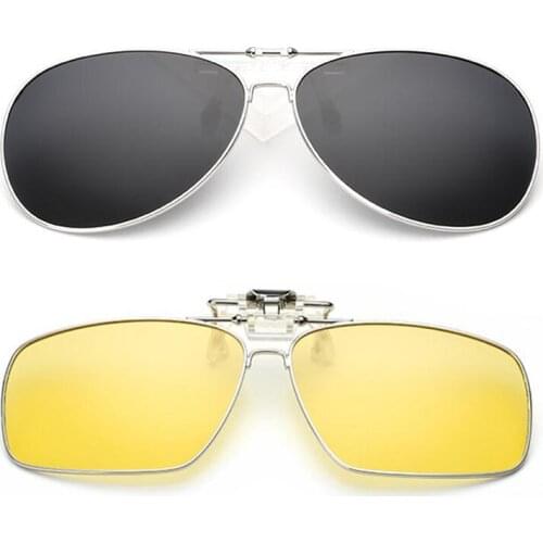 New Clip On Polarized Square Pilot Sunglasses Myopia Driving Night Vision Lens Sun Glasses Anti-UVA For Men Women Metal Frame H9