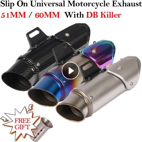51/60mm Universal Motorcycle Muffler Exhaust Moto Escape Modified DB Killer For Ninjia250 Z900 YZF R3 R25 CBR250 DIO ADV Scooter