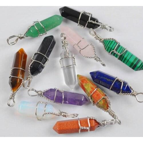 Mixed Stone GEM Unakite Epidote/Quartz/Sandstone/Tigereye/Opal/Carnelian/Lapis/Rhodonite Pendant Jewelry (12 pcs/lot) S2000