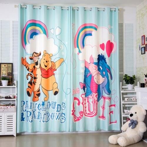 Disney Winnie Pooh Bear Blackout Curtains Tigger Eeyore Thermal Insulated Darkening Window Drapes for Kids Bedroom Room Décor