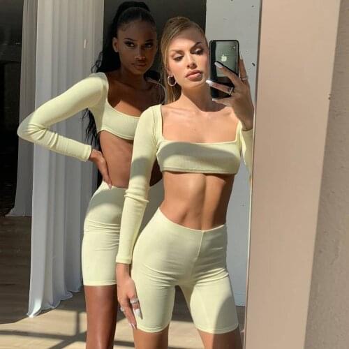 Seamless Yoga Set Women Sport Suit Solid Sportswear For Women Fitness Long Crop Top +gym Short Female Running Workout Clothes