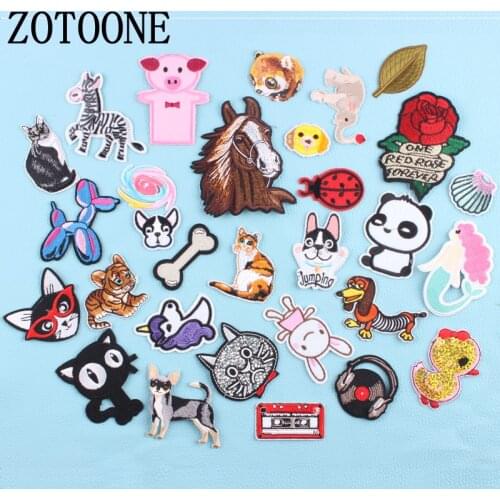 ZOTOON Cat Dog Unicorn Flower Space Animal Patches Iron on Or Sew Fabric Sticker for Clothes Badge Embroidered Appliques DIY F