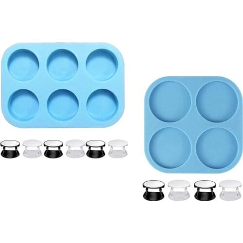 13MC 4/6 Cavity Circle Phone Grip Epoxy Resin Mold On Top Phone Socket Silicone Mould