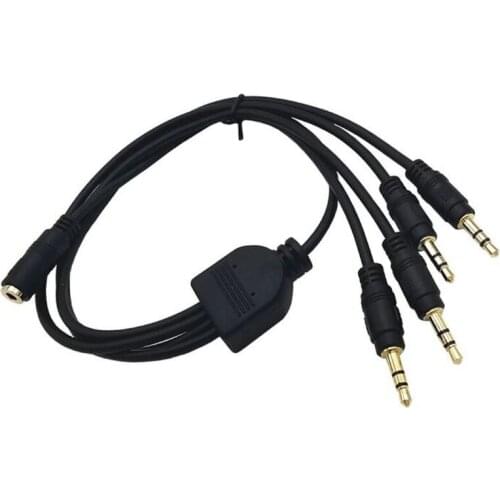 3 pole 3.5mm jack Female to 4 jack 3.5 male Headphone Earphone Audio Cable Splitter Adapter Connector Cord