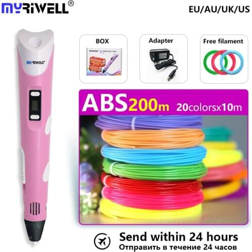 Myriwell 3d pen 1.75mm abs/pla filament 200m 3d printer pen 3 d pen creative painting tools the best gift 2018 Christmas present