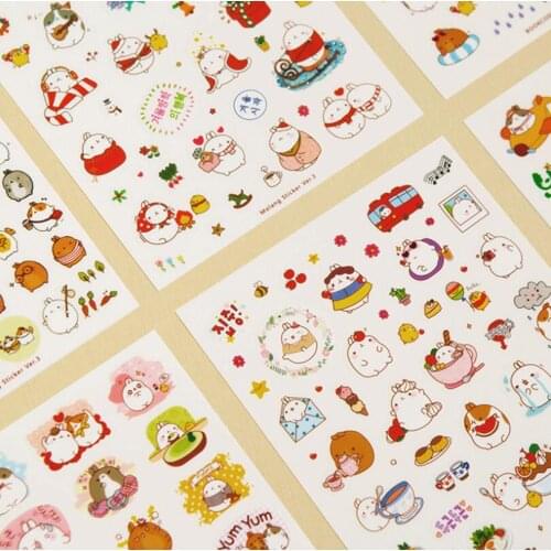6sheets/lot cartoon animals ver1 ver2 ver3 PVC/PET Stickers DIY Dairy Book Decoration Multifunction Stickers Scrapbooking